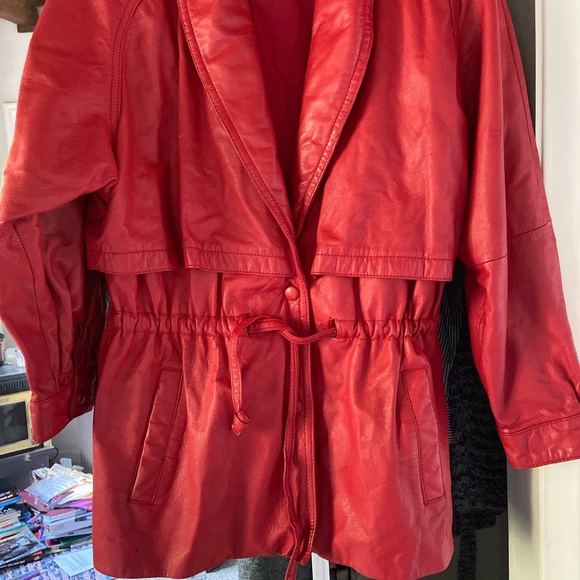 Vintage Wilson leathers red 1980s coat - Picture 2 of 4